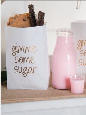 NIB 48pc "Gimme Some Sugar" Wedding Favor Bags White Gold Foil